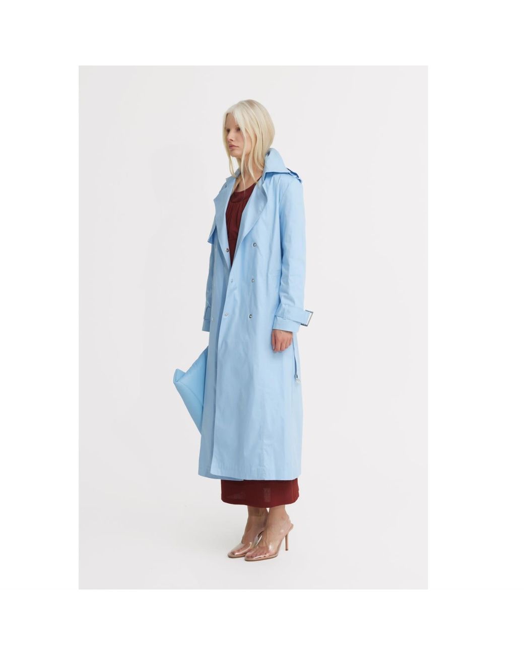 Julia Allert Blue Belted Classic Longline Trench Coat – Light