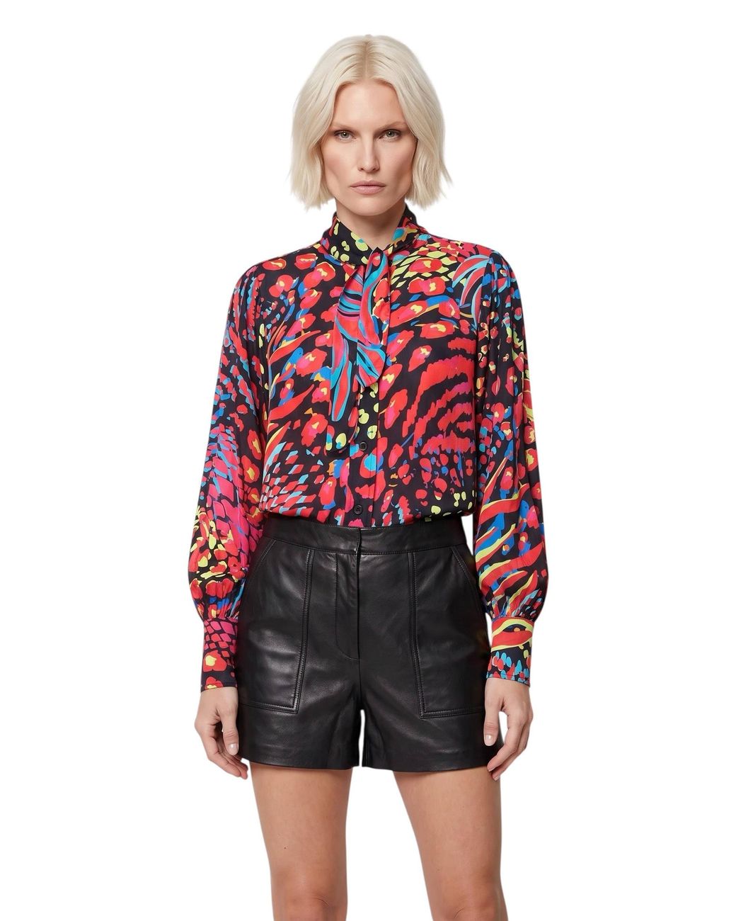 Any Old Iron Red Neon Animal Necktie Shirt