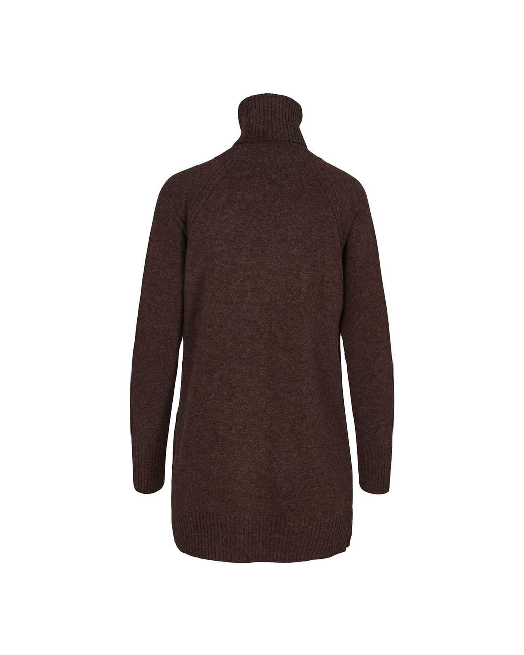 tirillm Brown Abby A Line Long Turtle Neck Pullover, Dark Melange