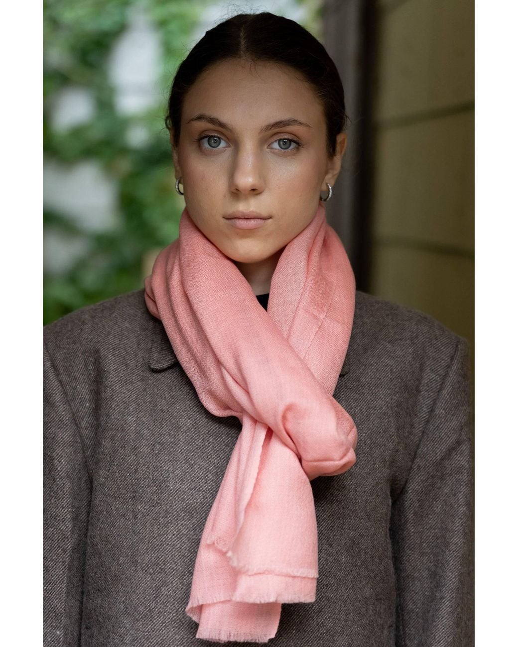 Stovaria Pink Coral Cashmere Handwoven Scarf