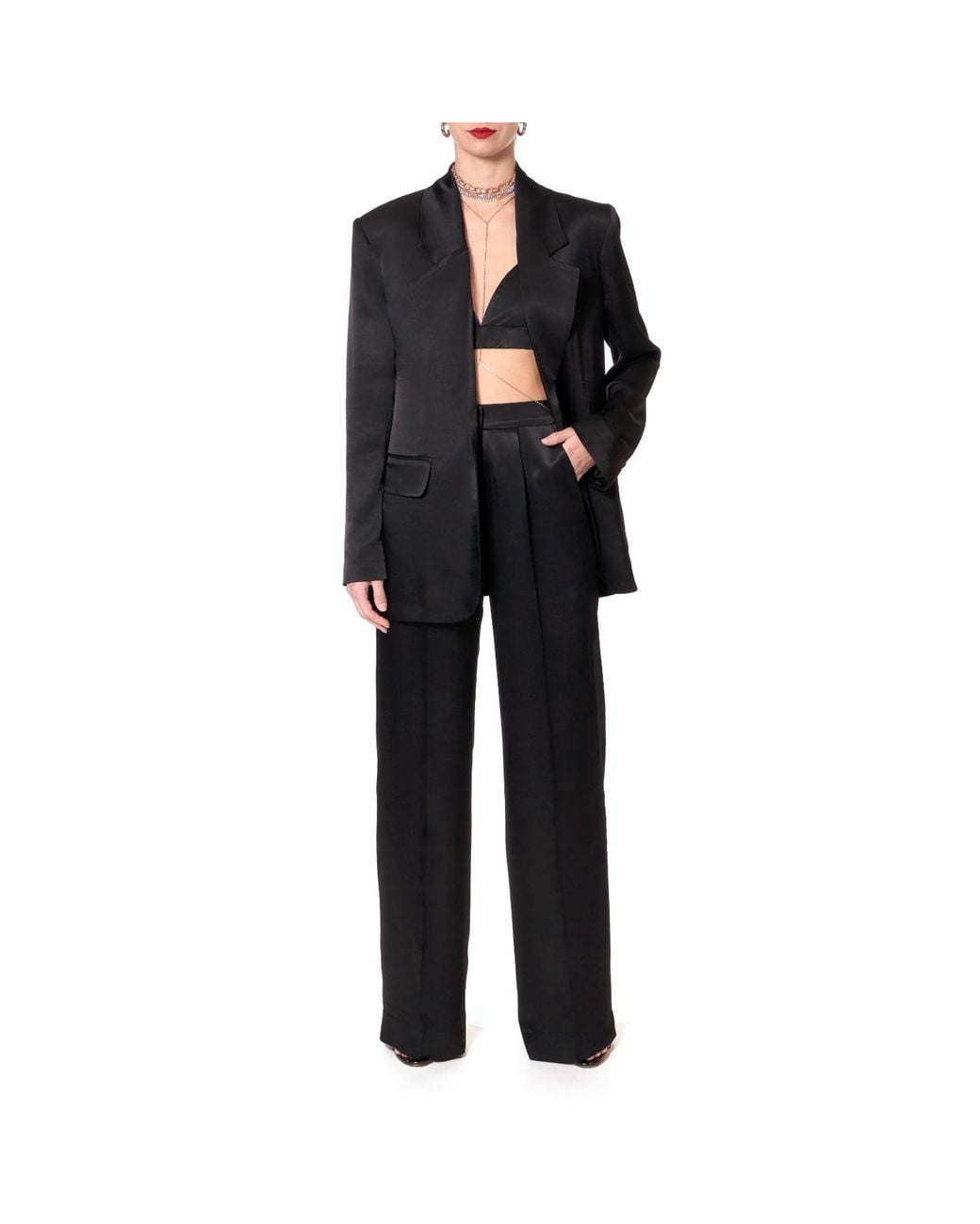 AGGI by HALEWSKI Black Bellamy Satin Glossy Blazer