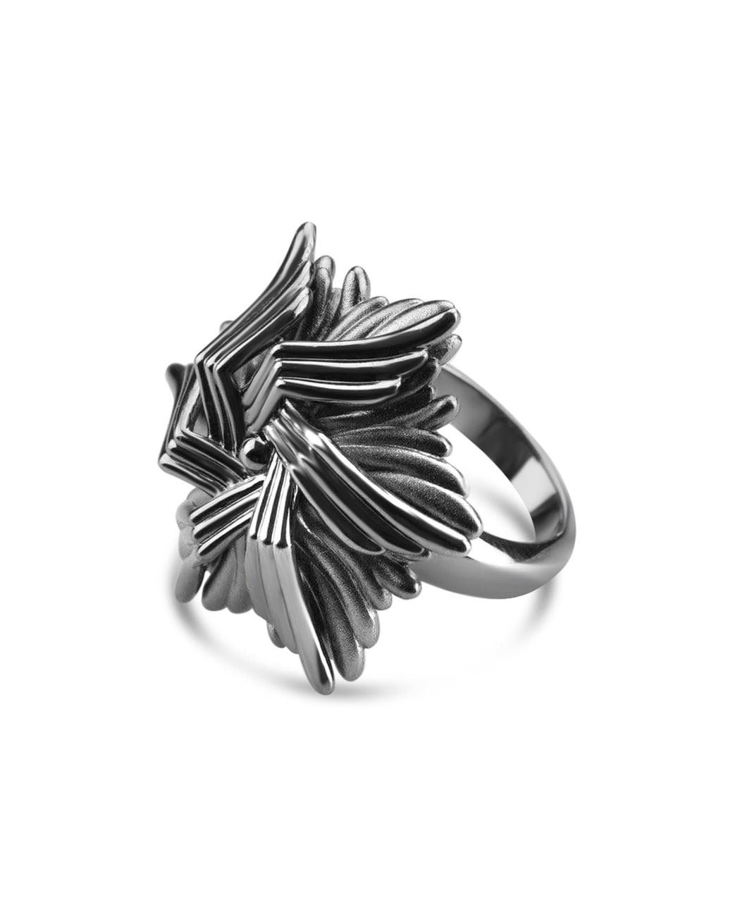 Bellus Domina Black Rhodium Plated Sea Flower Ring