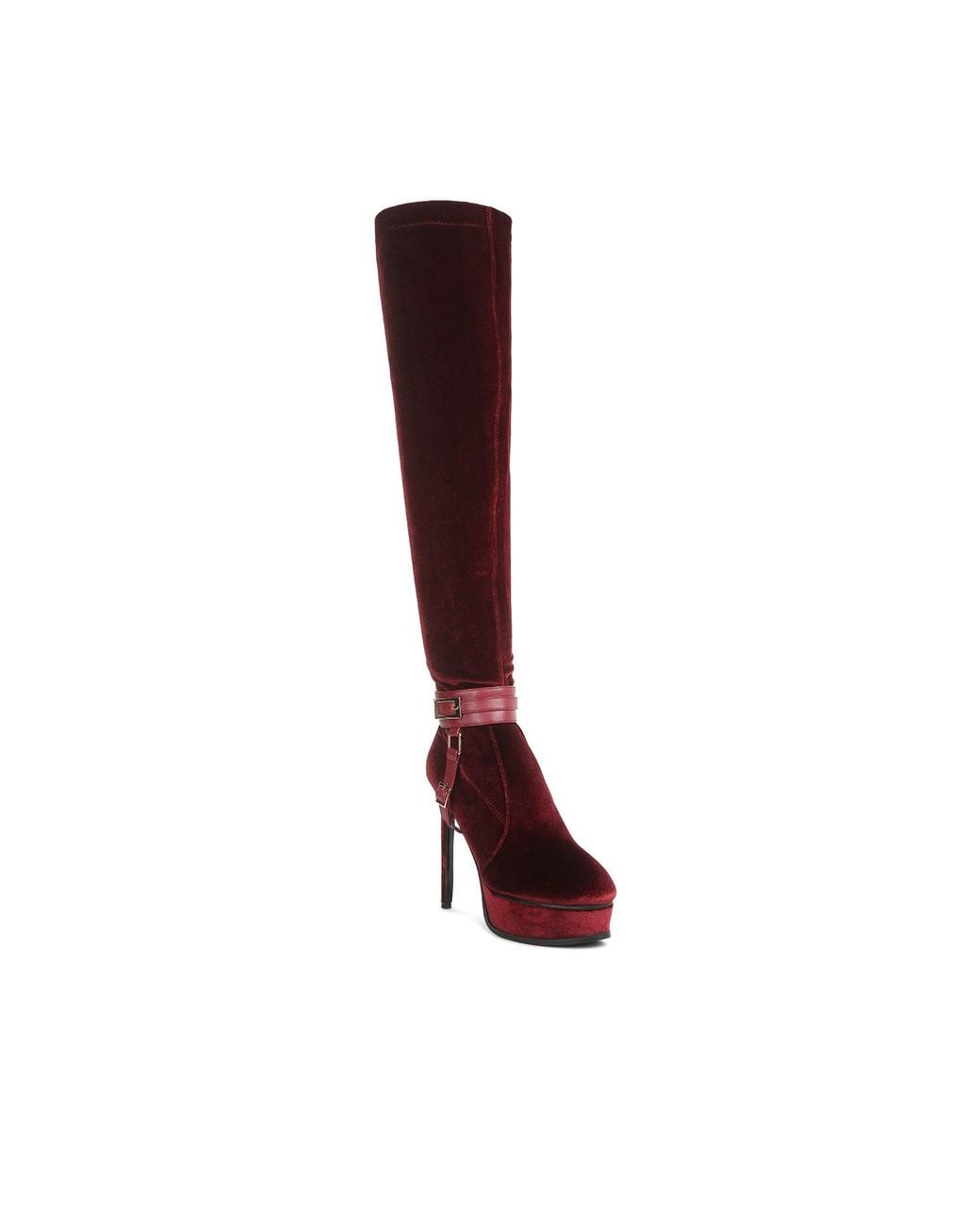 Rag & Co Red Bison High Platform Heeled Long Boots