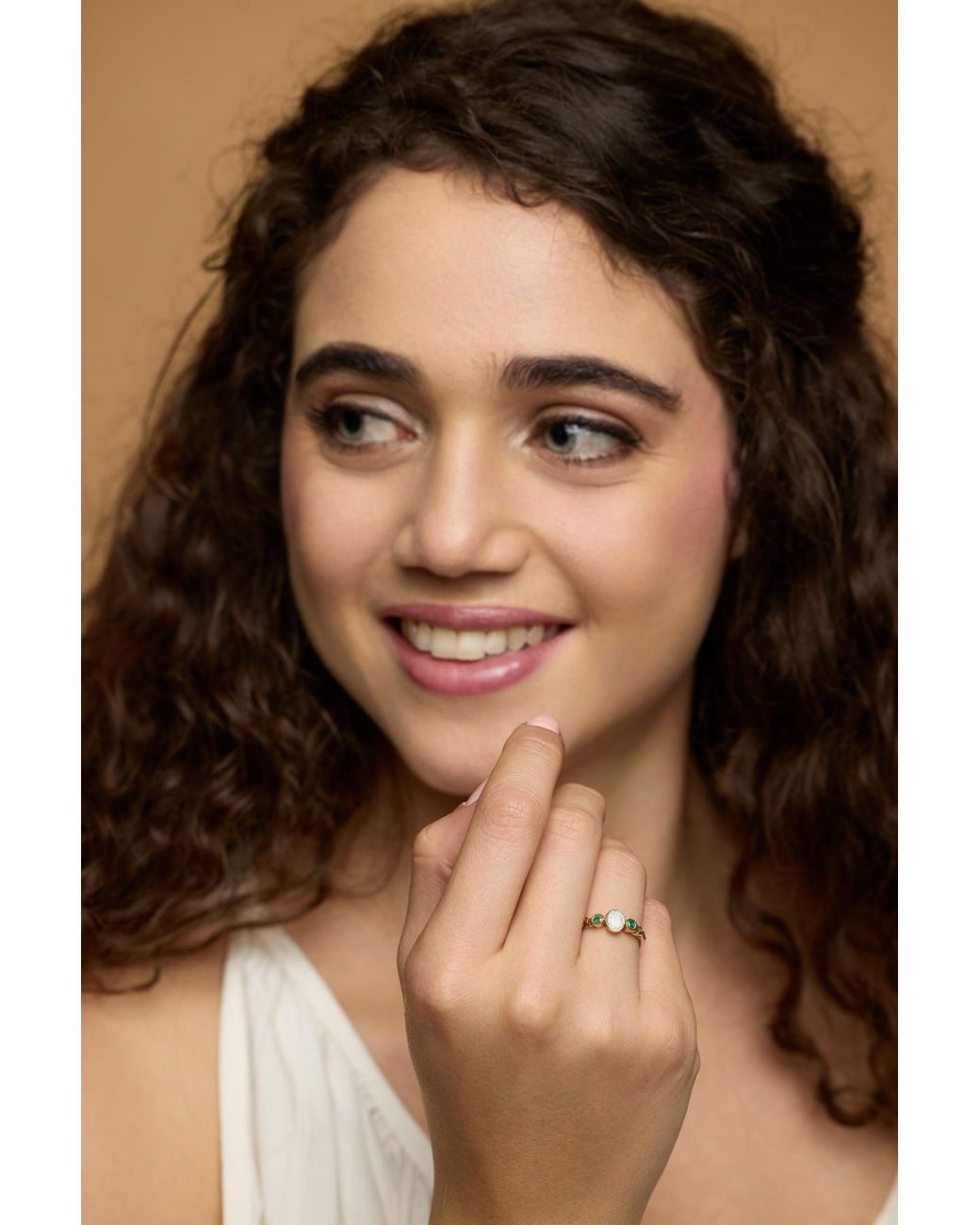 Isla Silver Metallic Emerald & Opal Vermeil Ring