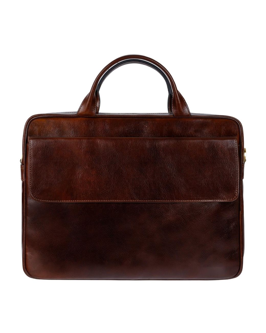Time Resistance Brown Leather Briefcase Laptop Bag for men