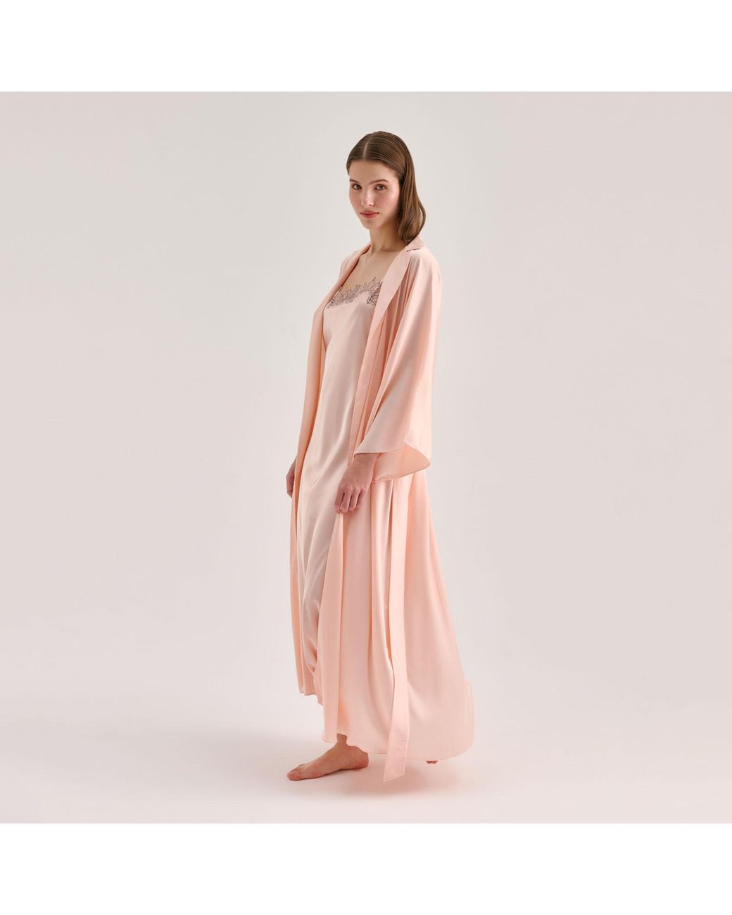 Avenue 8 Pink Silk Maxi Collar Robe