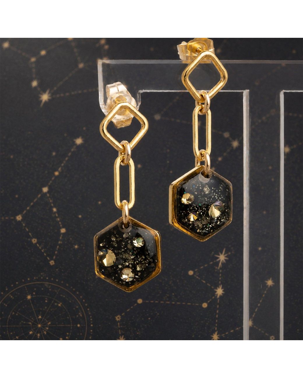 Kate Koel Metallic Galaxy Drop Earrings