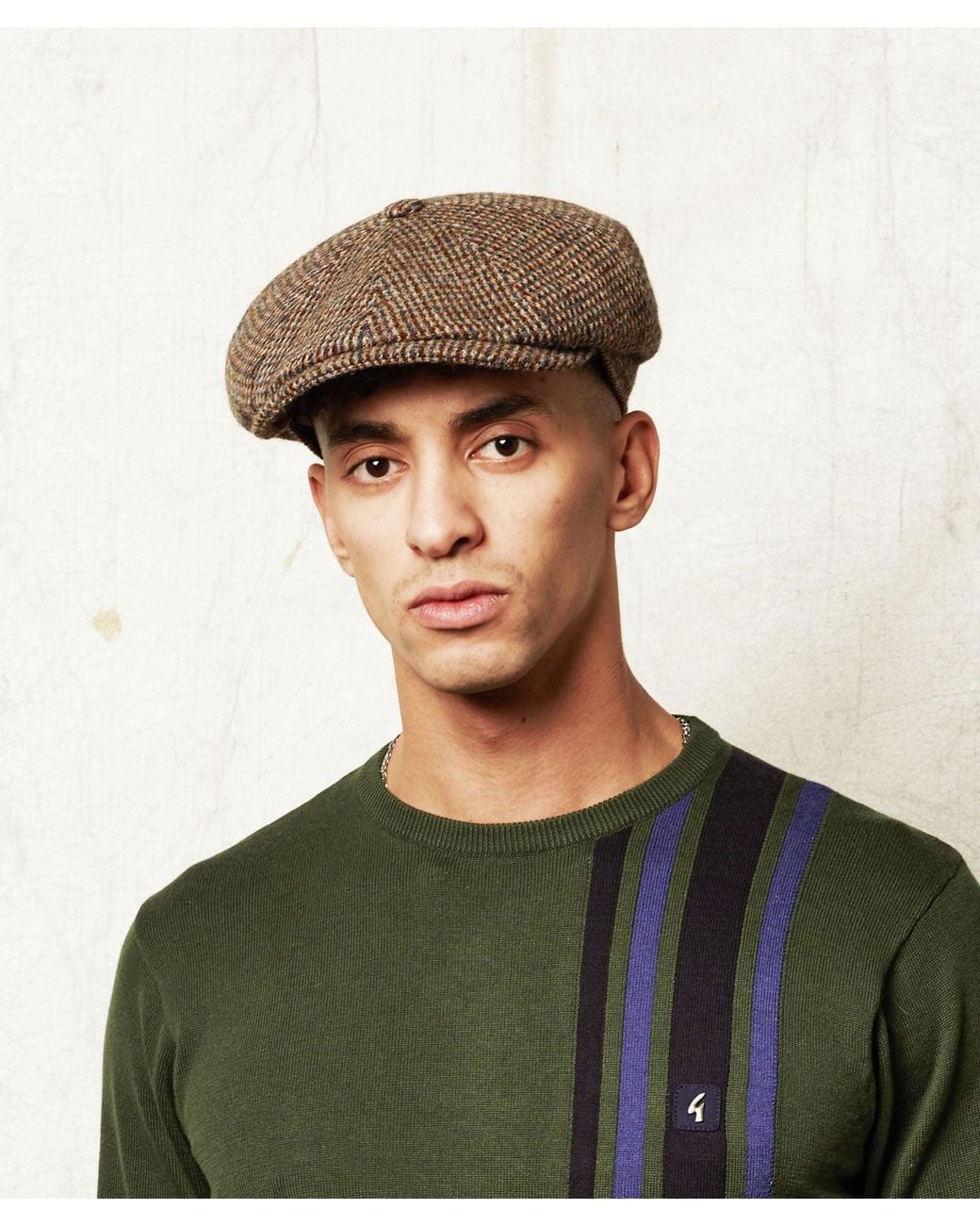 Dasmarca Hats Brown Harrison Heather Harris Tweed Newsboy Cap for men