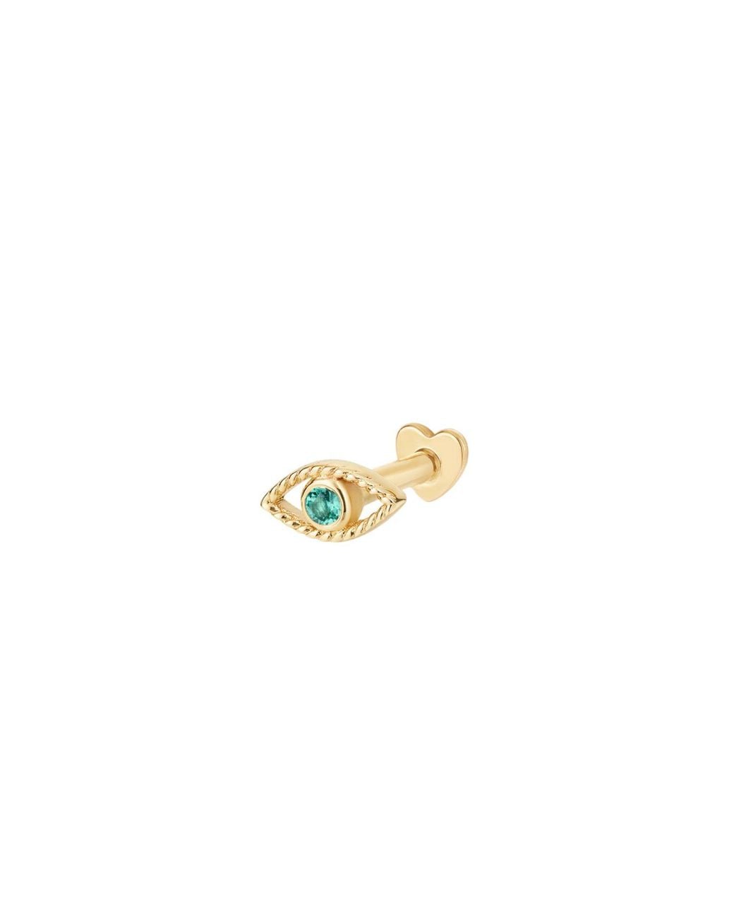 Vanhi Metallic 14K Solid Lab-Grown Diamond Evil Eye Flat Back Stud