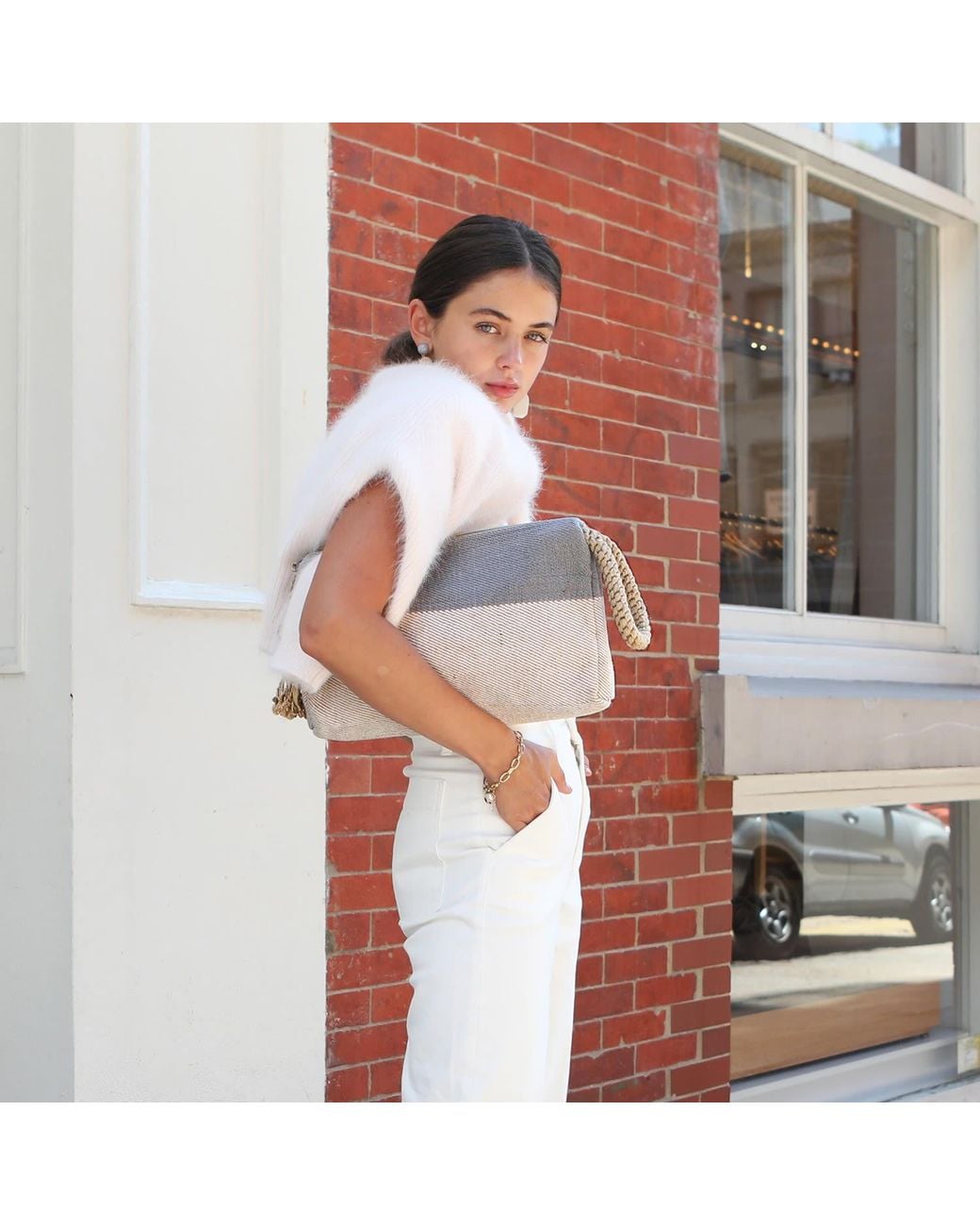 KORISSA Gray Block A Clutch