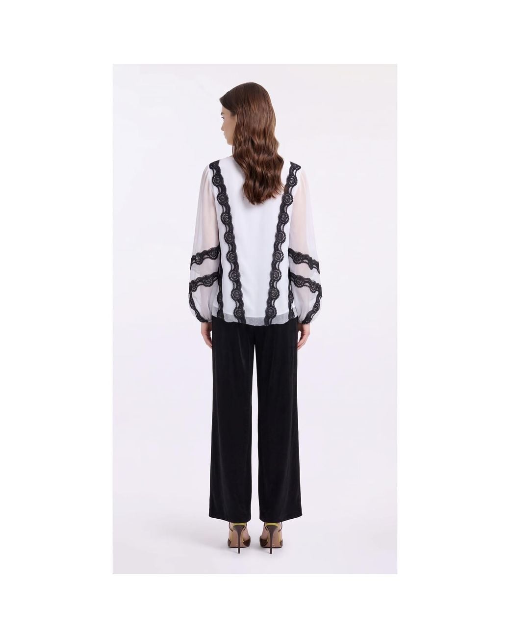 concept A trois Multicolor Blouse With Hand-Applied Lace