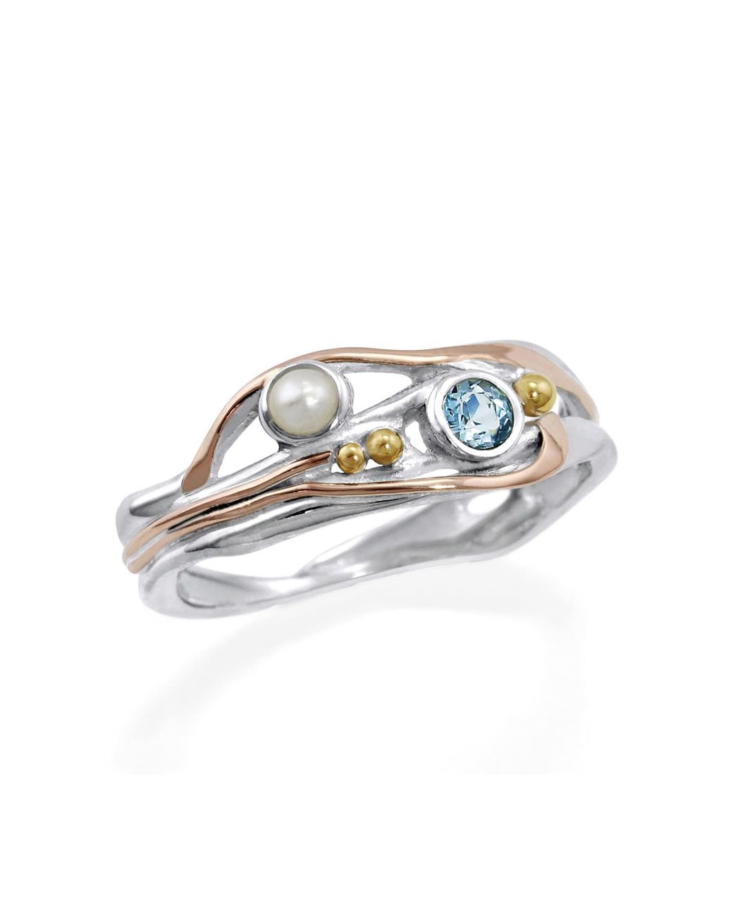 Isla Silver White Pearl & Topaz Sterling Ring