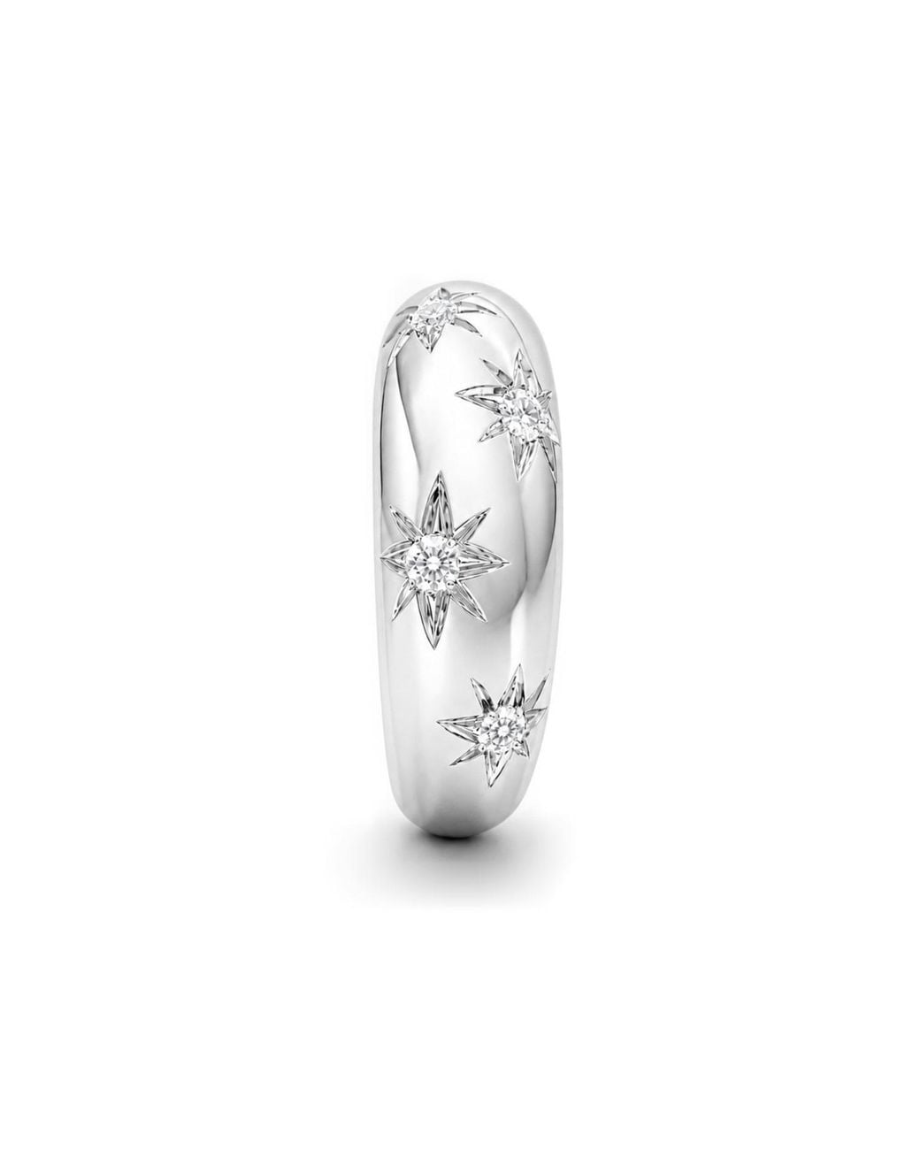 Unaloe Metallic Quartz Starburst Wide Band Ring – Sterling