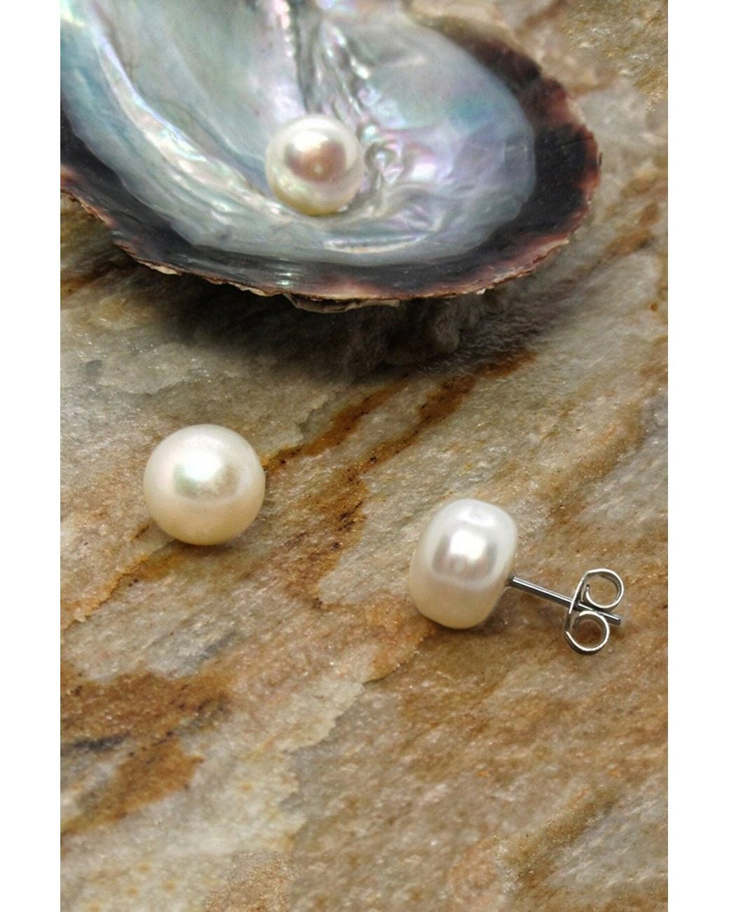 Spero London Multicolor Sterling Silver Natural Freshwater Pearl Stud Earring