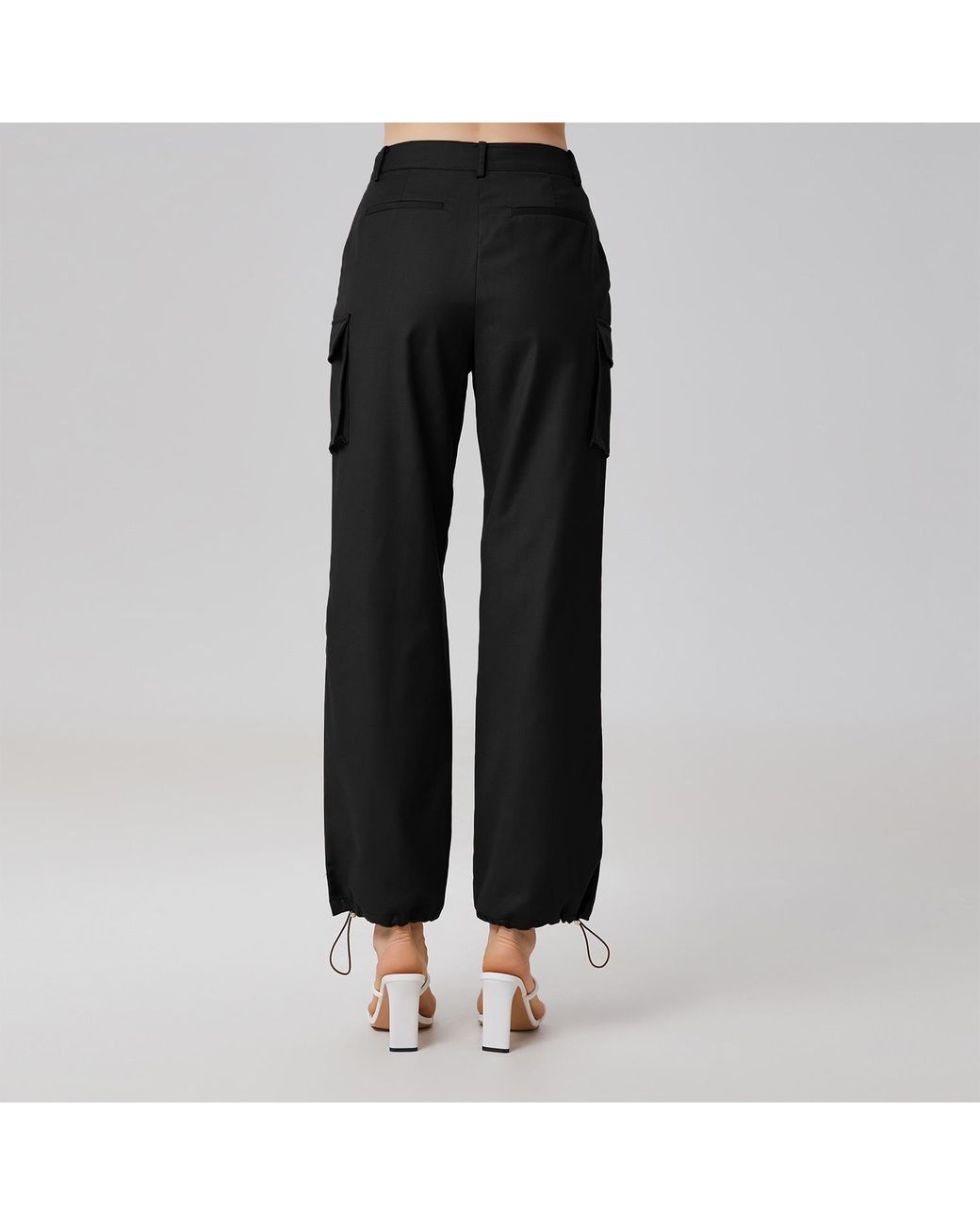 Smart and Joy Black Drawstring Ankle Cargo Pants