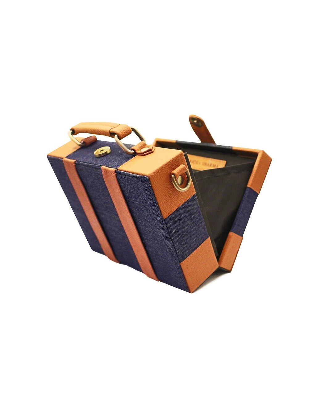Richa Sharma Blue Mini Briefcase Denim And Vegan Leather Bag