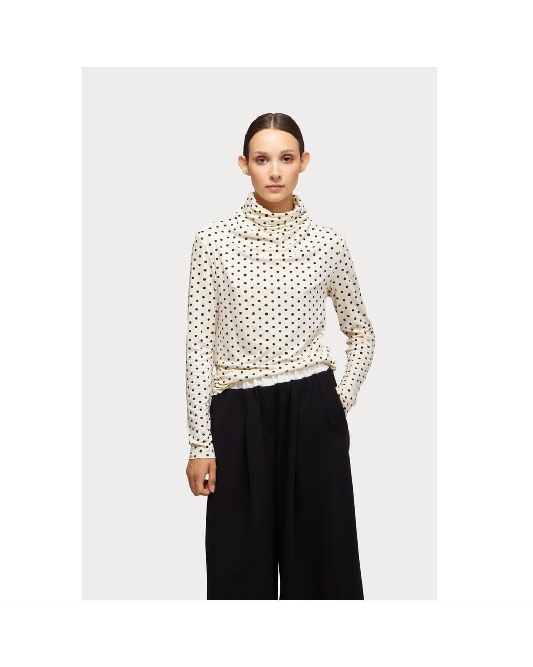 Julia Allert Natural Neutrals Basic Long Sleeve Top Polka Dot