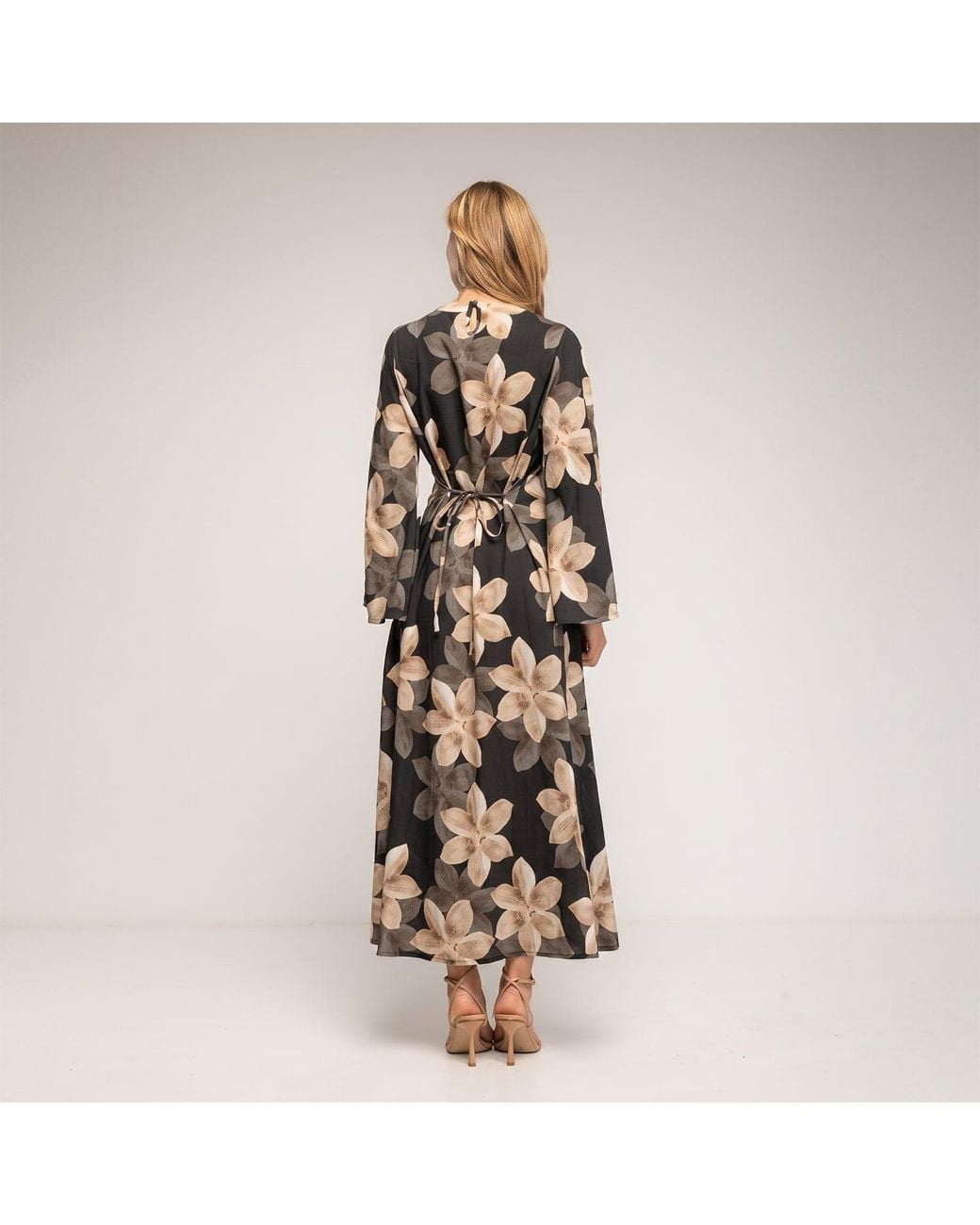 Tantra Spain Sl Natural Long Floral Dress With Round Neckline