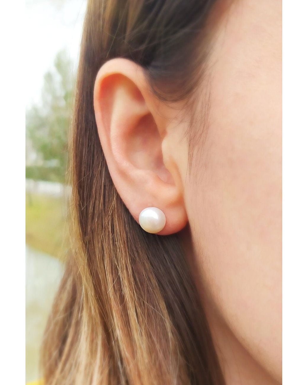 Spero London Multicolor Sterling Silver Natural Freshwater Pearl Stud Earring