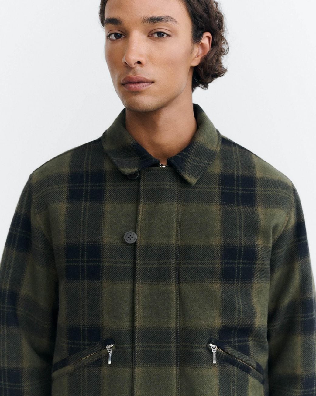 Thinking Mu Green Amir Checkered Wool Jacket for men