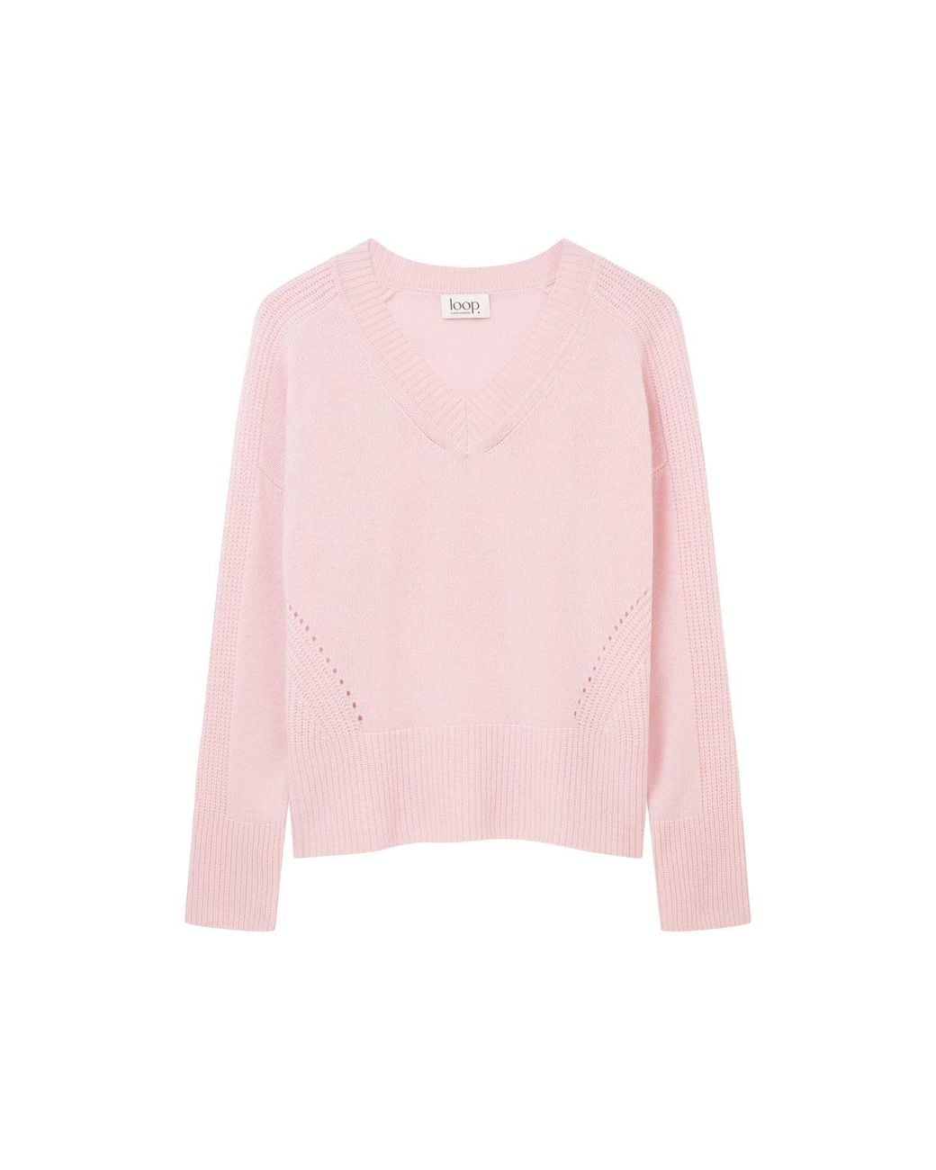 Loop Cashmere Pink V Neck Lofty Sweatshirt