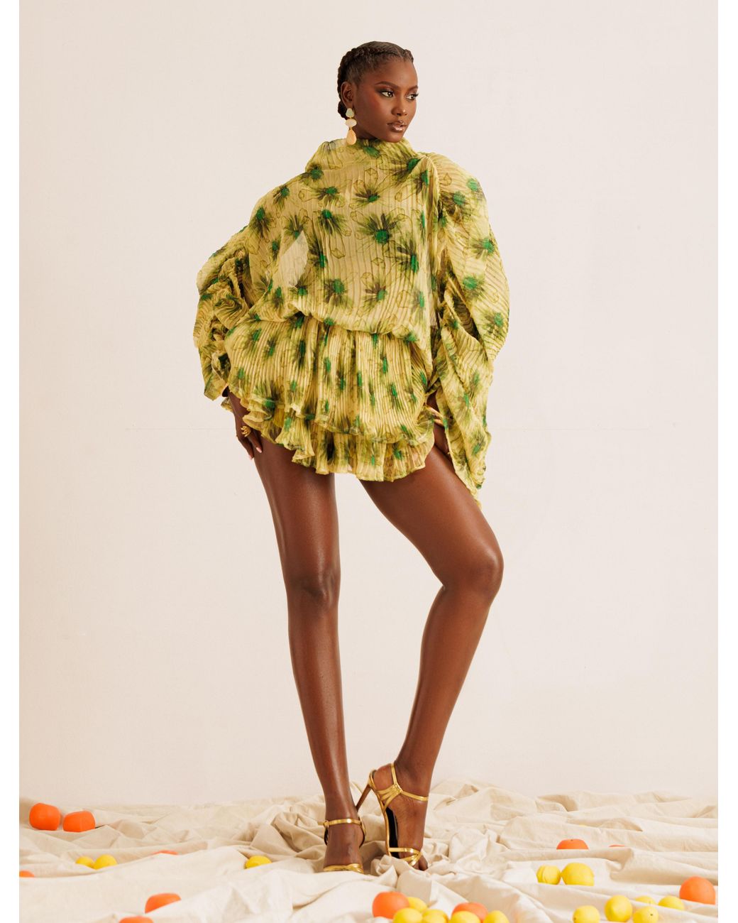 Mohala Grey Yellow Kahe Shorts Set