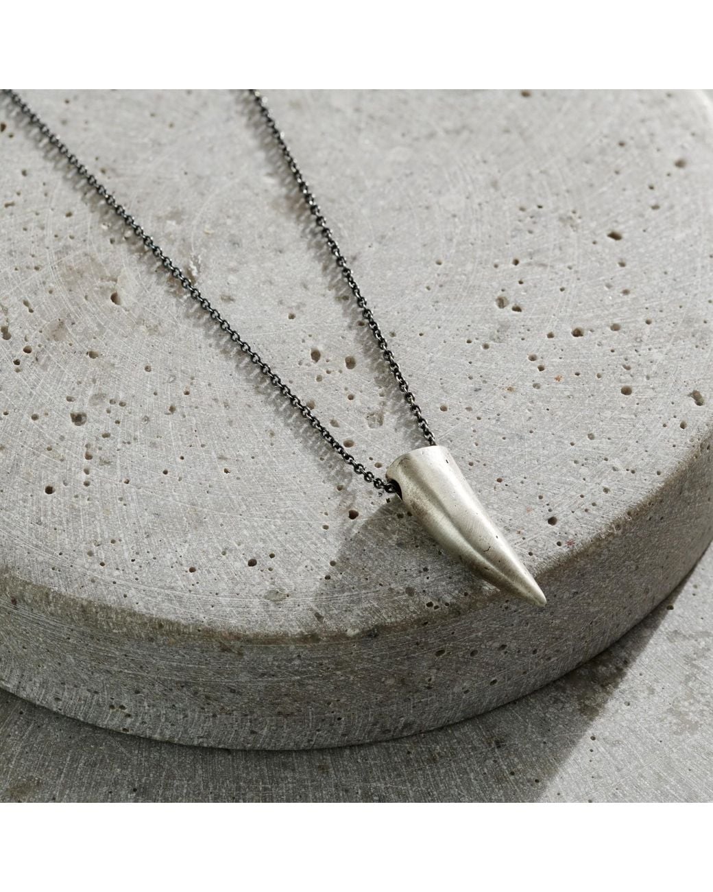 Posh Totty Designs Metallic Oxidised Sharks Tooth Necklace for men