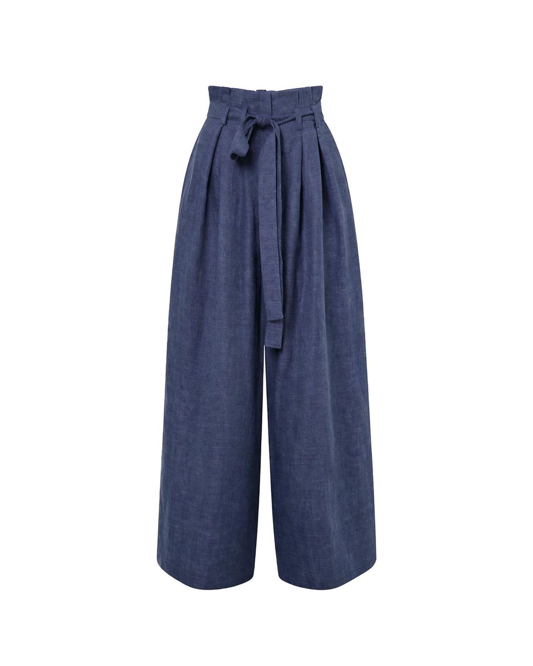 Metamorph Blue Linen Denim Wide-Leg Trousers