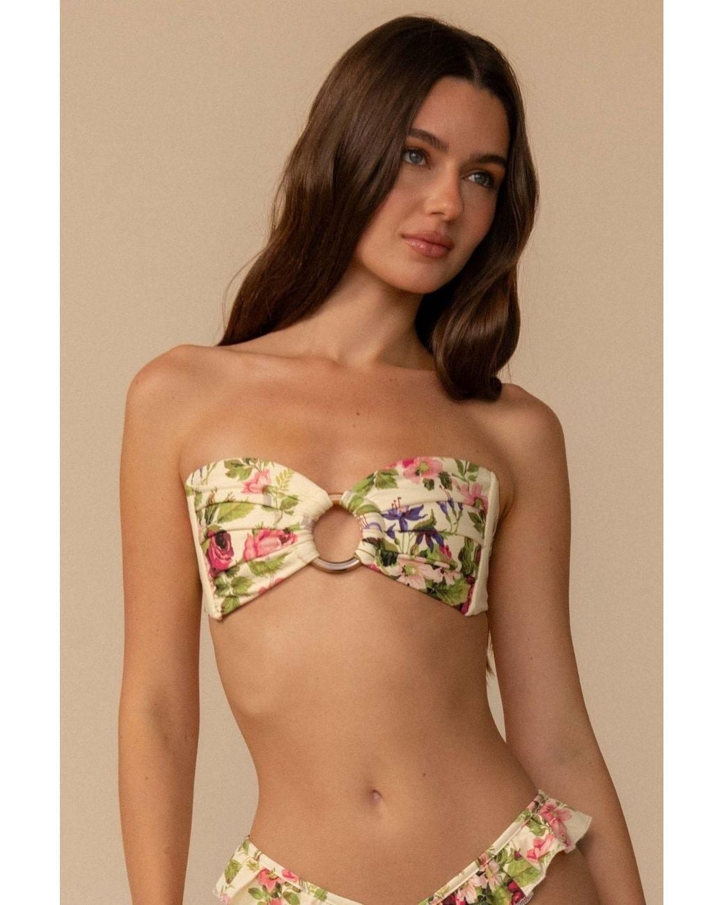 Montce Natural Bouquet Tori Ties Bandeau Bikini Top