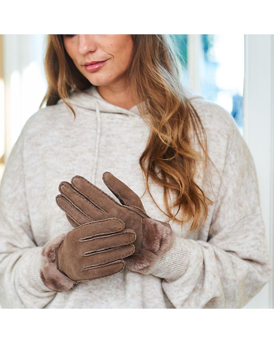Owen Barry Brown Sheepskin Gloves Mushroom Cep