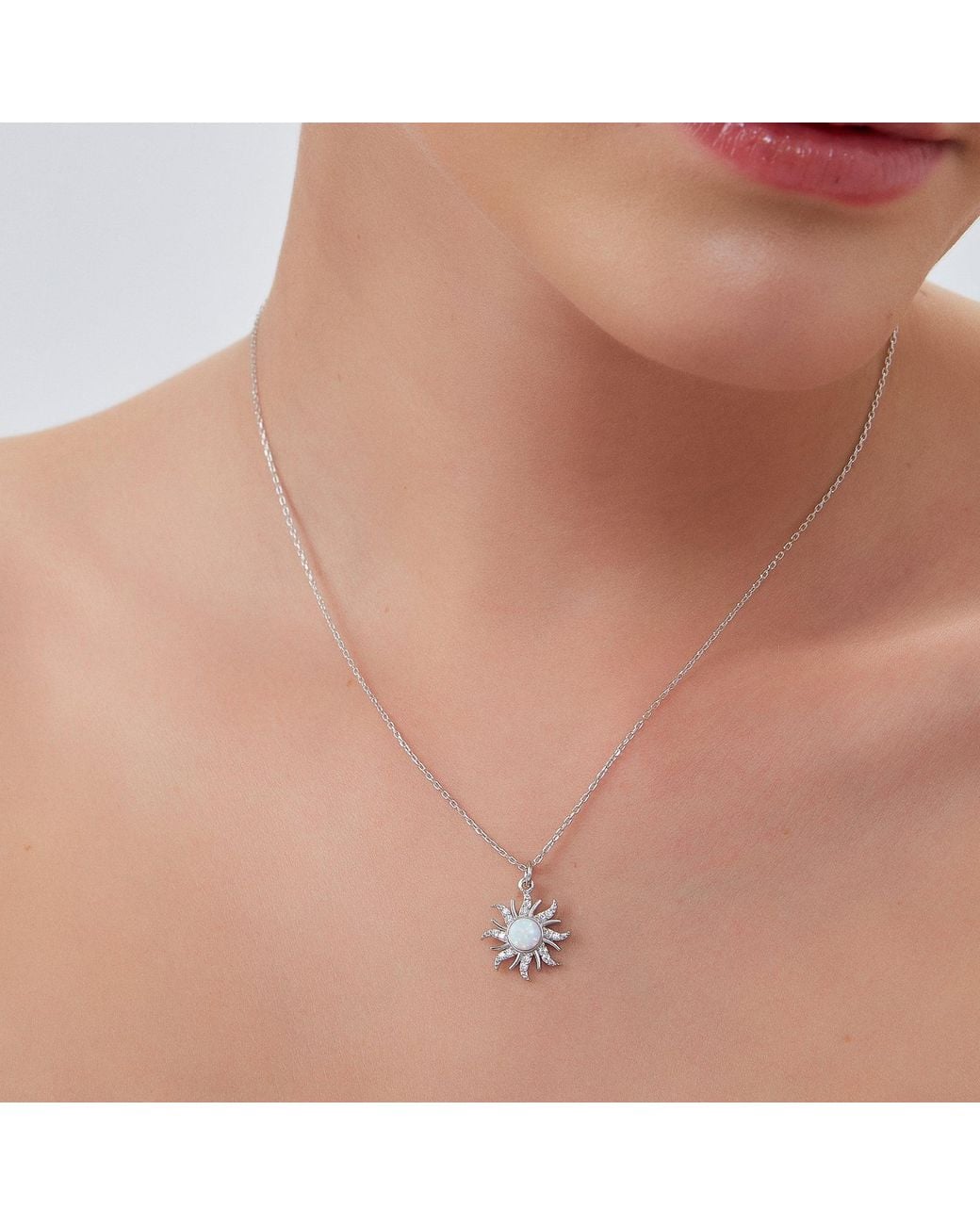 Spero London Metallic Opal Sun & Sunburst & Saturn Necklace Layering Set