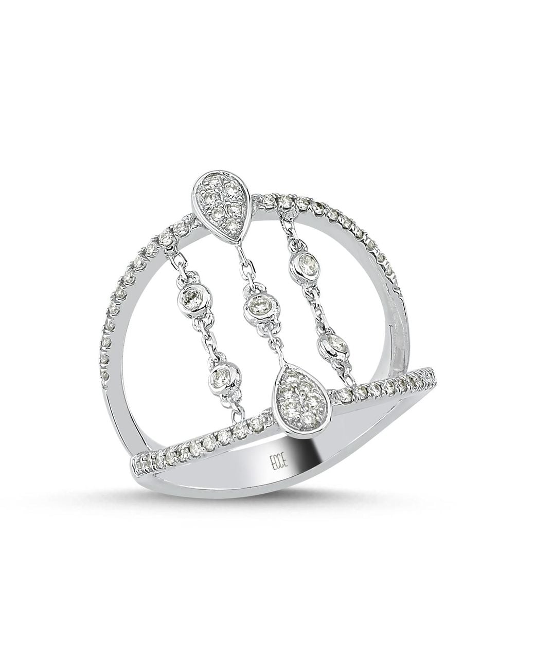 Ecce | Artisan Diamonds Metallic Solid 18Ct Drop Chain Link Diamond Ring