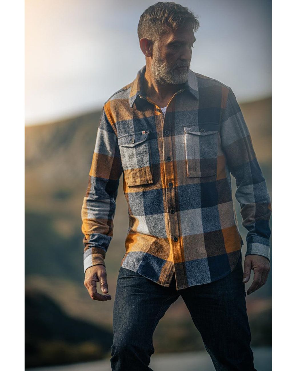 &SONS Trading Co Blue Andsons Big Yukon Flannel Check Shirt Tan for men