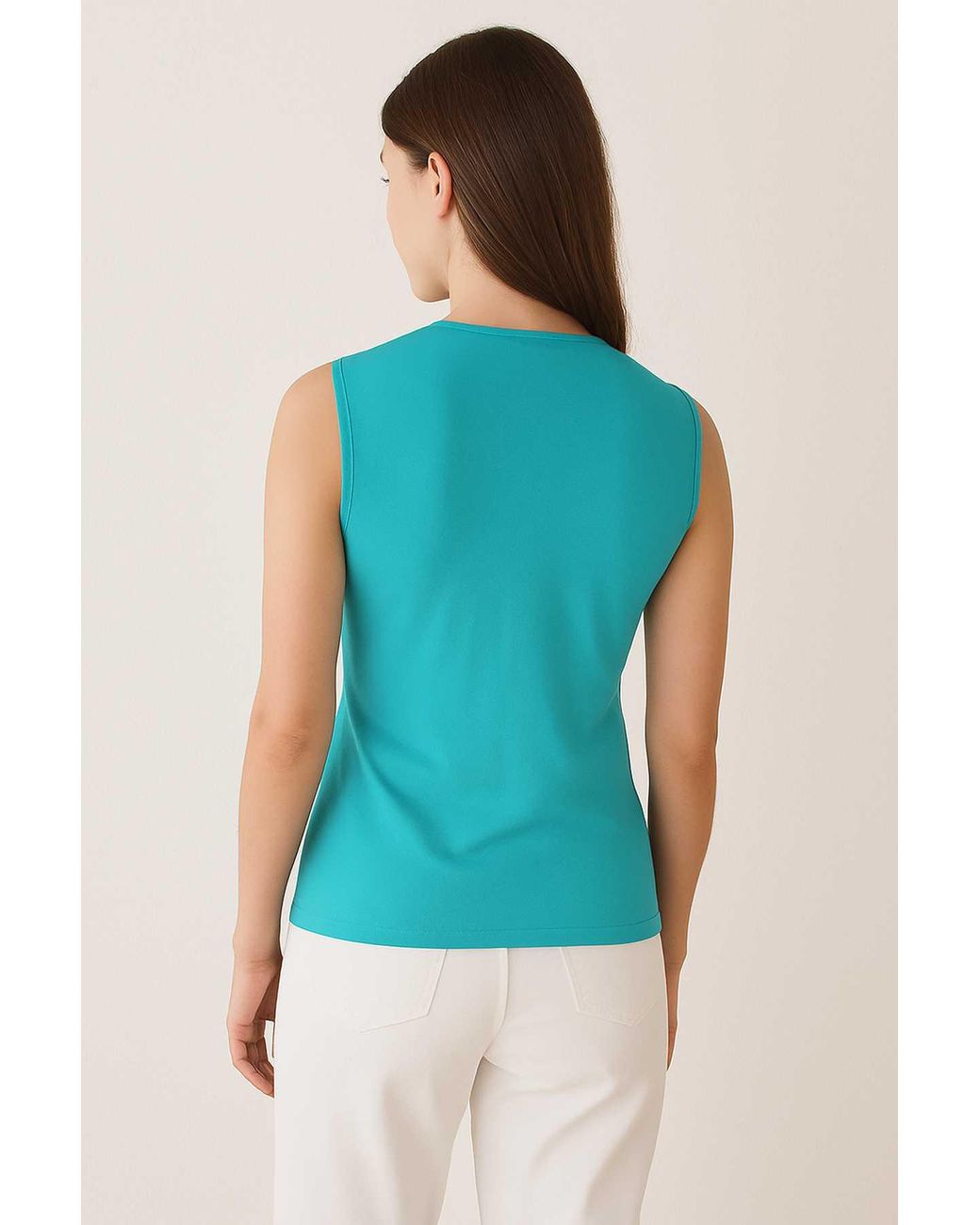 Conquista Blue Sleeveless Cotton Jersey Top