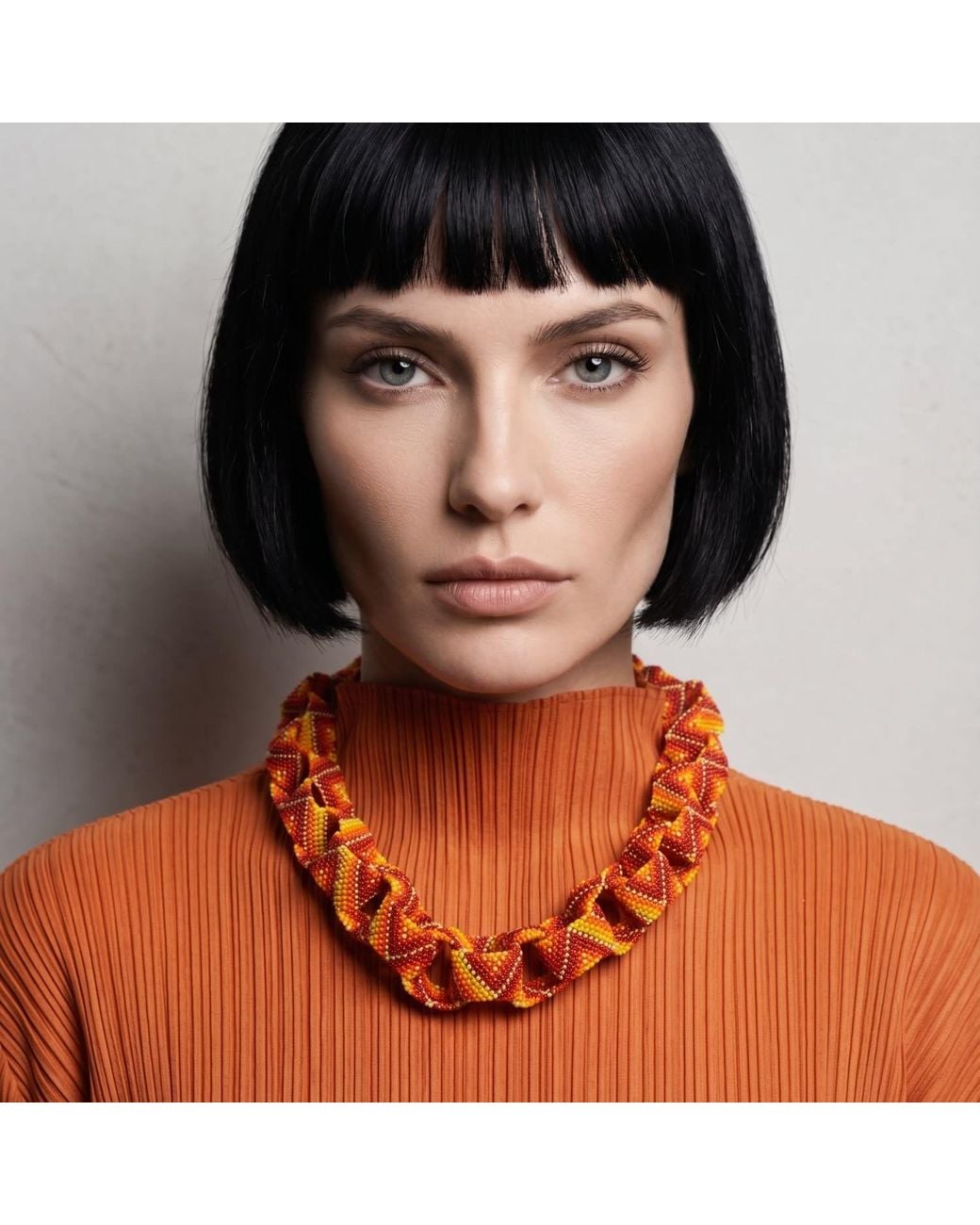 Iliana Arrazola Red Bold Chunky Link Necklace, And, Glass Beads, Beaded Jewelry