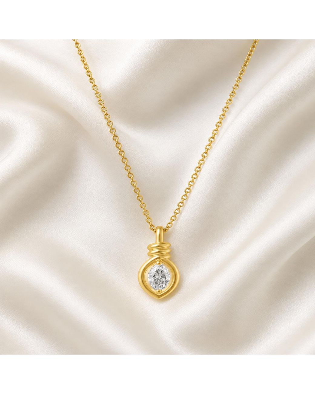 Artisan Metallic 14K Marquise Diamond Twisted Bail Pendant Necklace