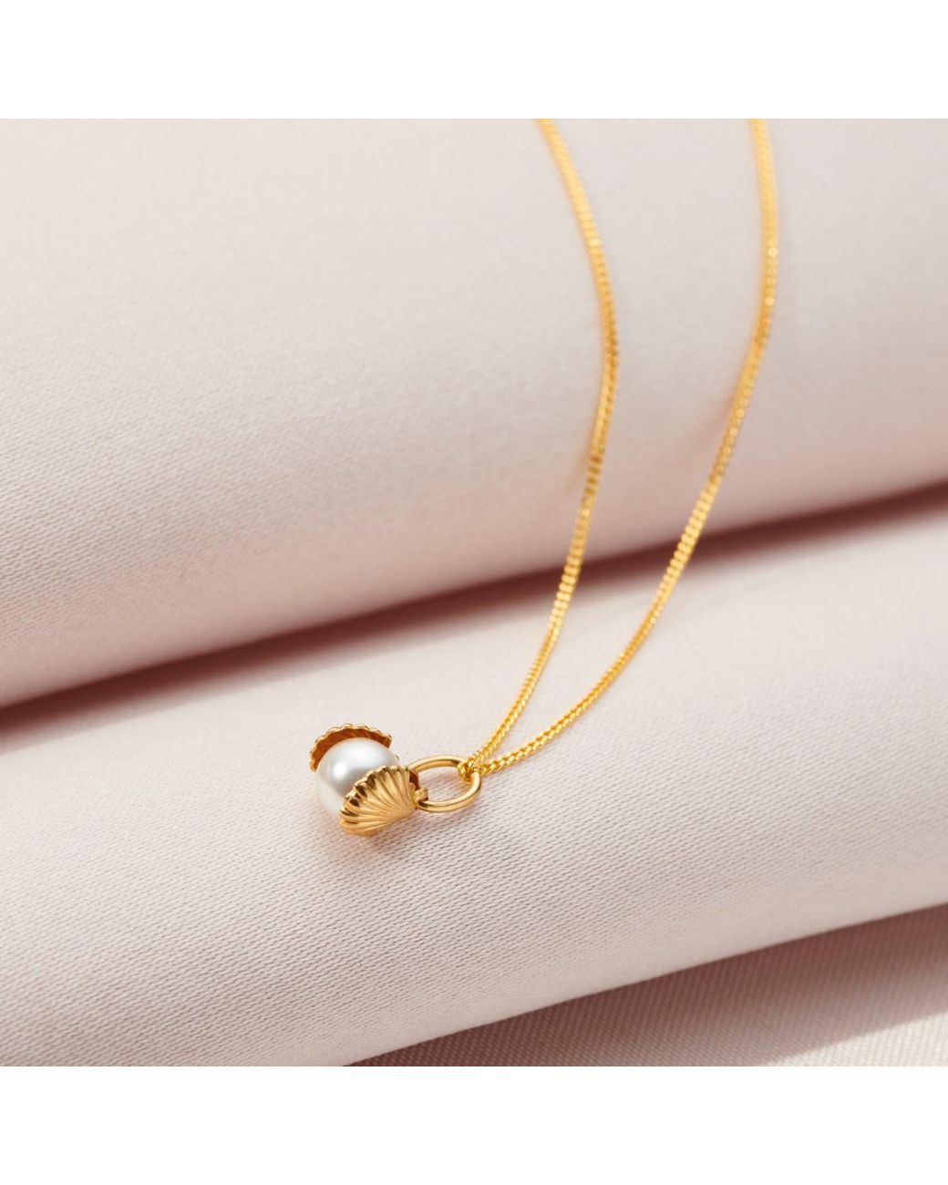 Posh Totty Designs Metallic Gold Pearl & Shell Charm Necklace