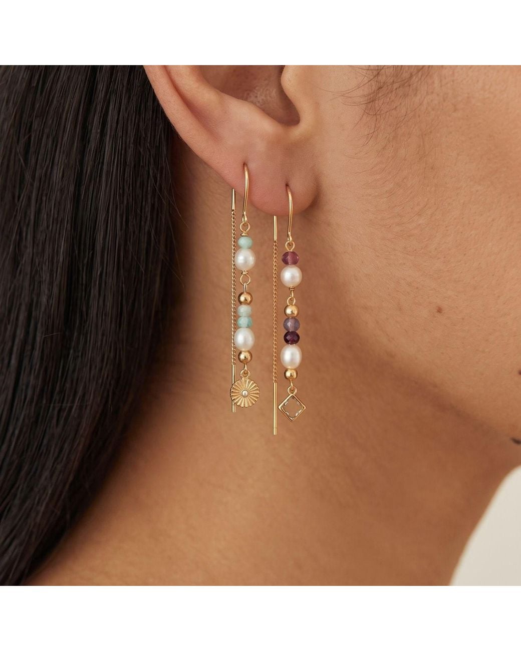With Love Darling Metallic Innovation Beaded Chain Earring