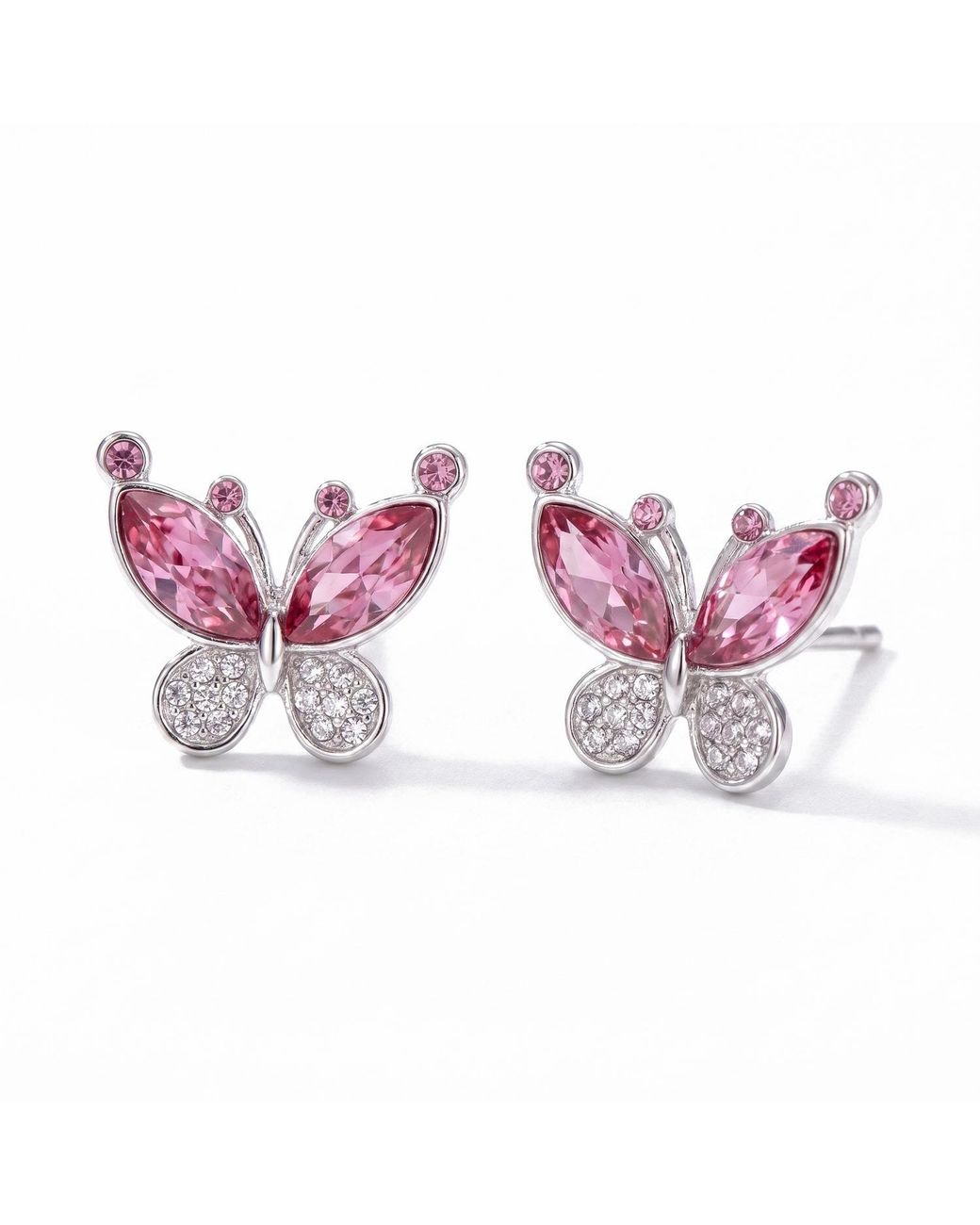 Modenaire Metallic Butterfly Necklace And Earrings Jewelry Set