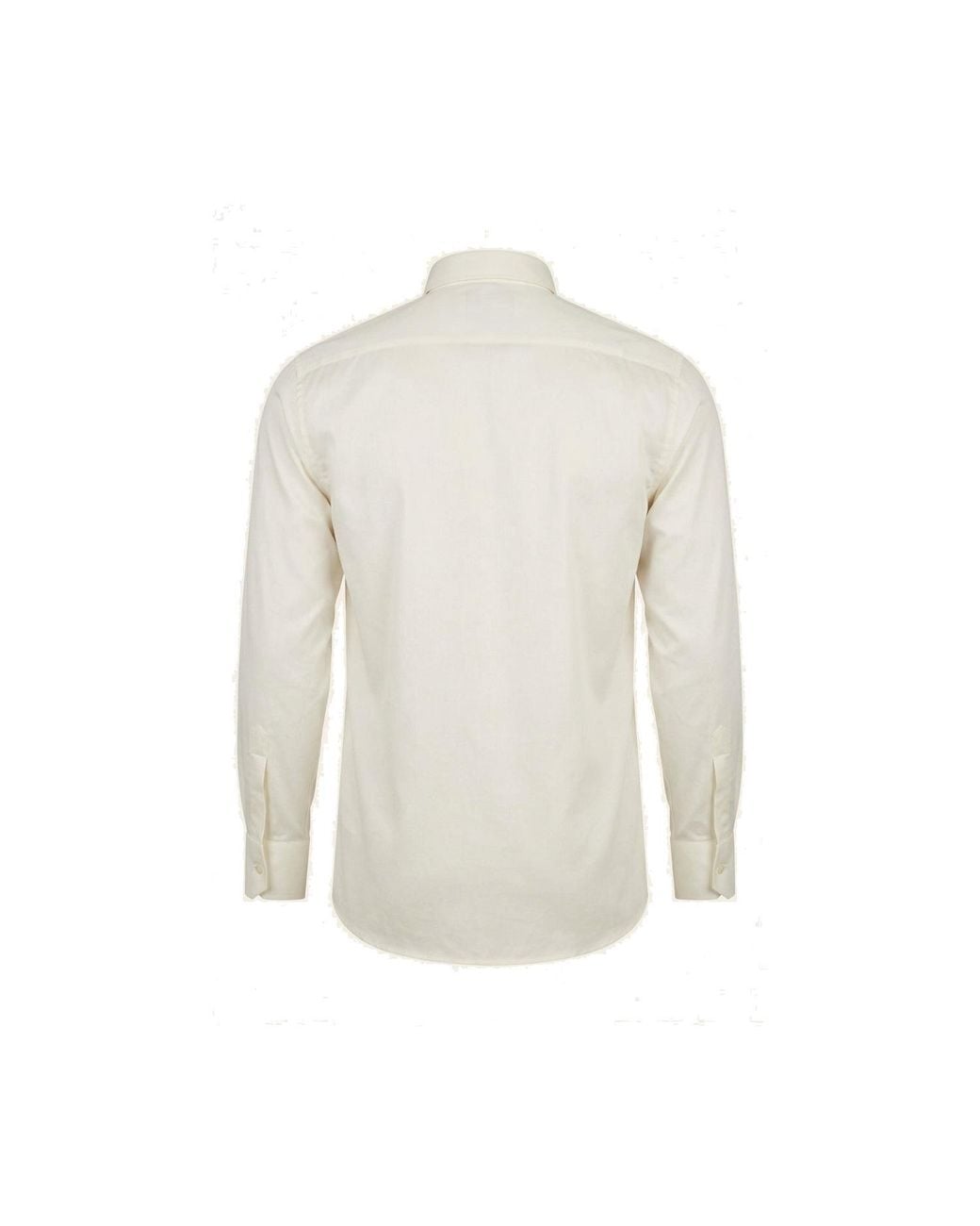 Ron Tomson White Neutrals Diagonal Pleated Wing Tip Collar Shirt for men