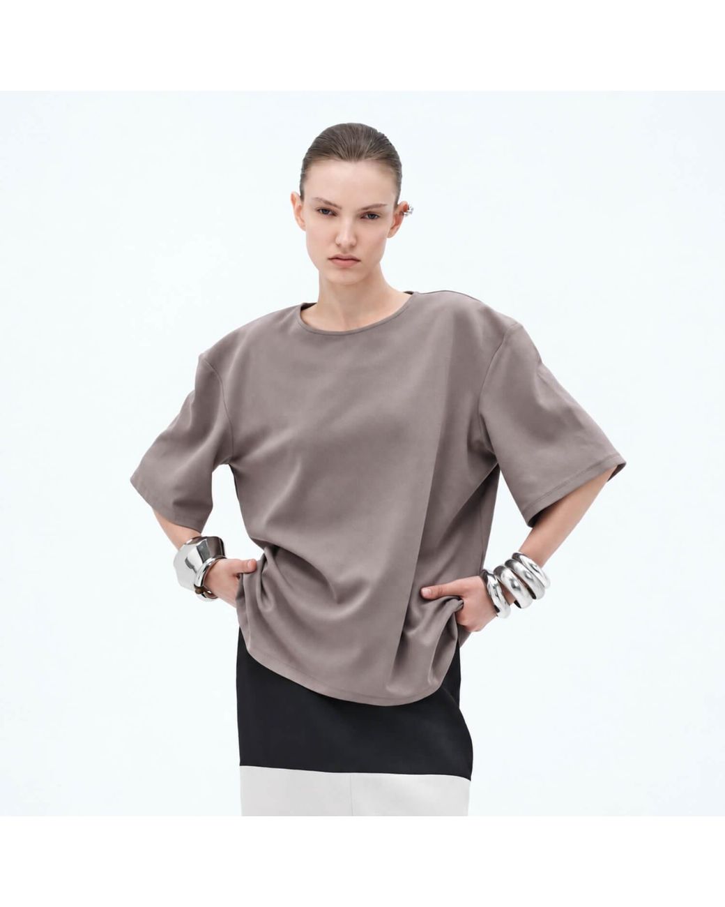 Elamins Gray Oversize T-Shirt – Taupe