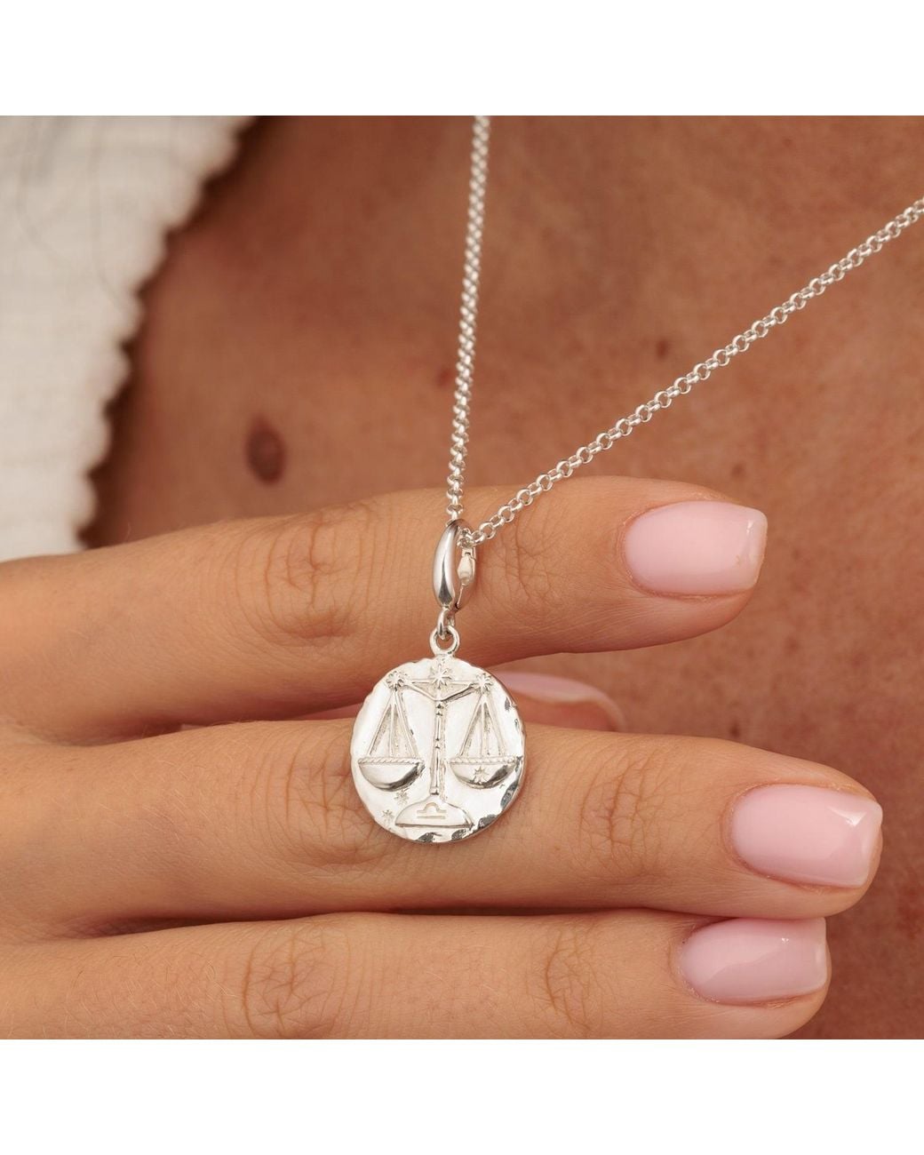 Lily Charmed Metallic Sterling Libra Zodiac Charm Necklace