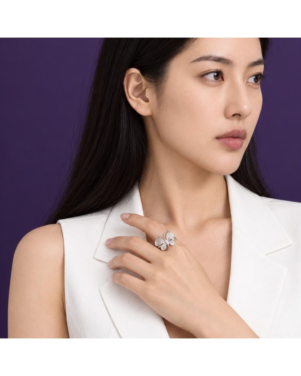 Yieon Metallic Butterfly Fine Filigree Ring