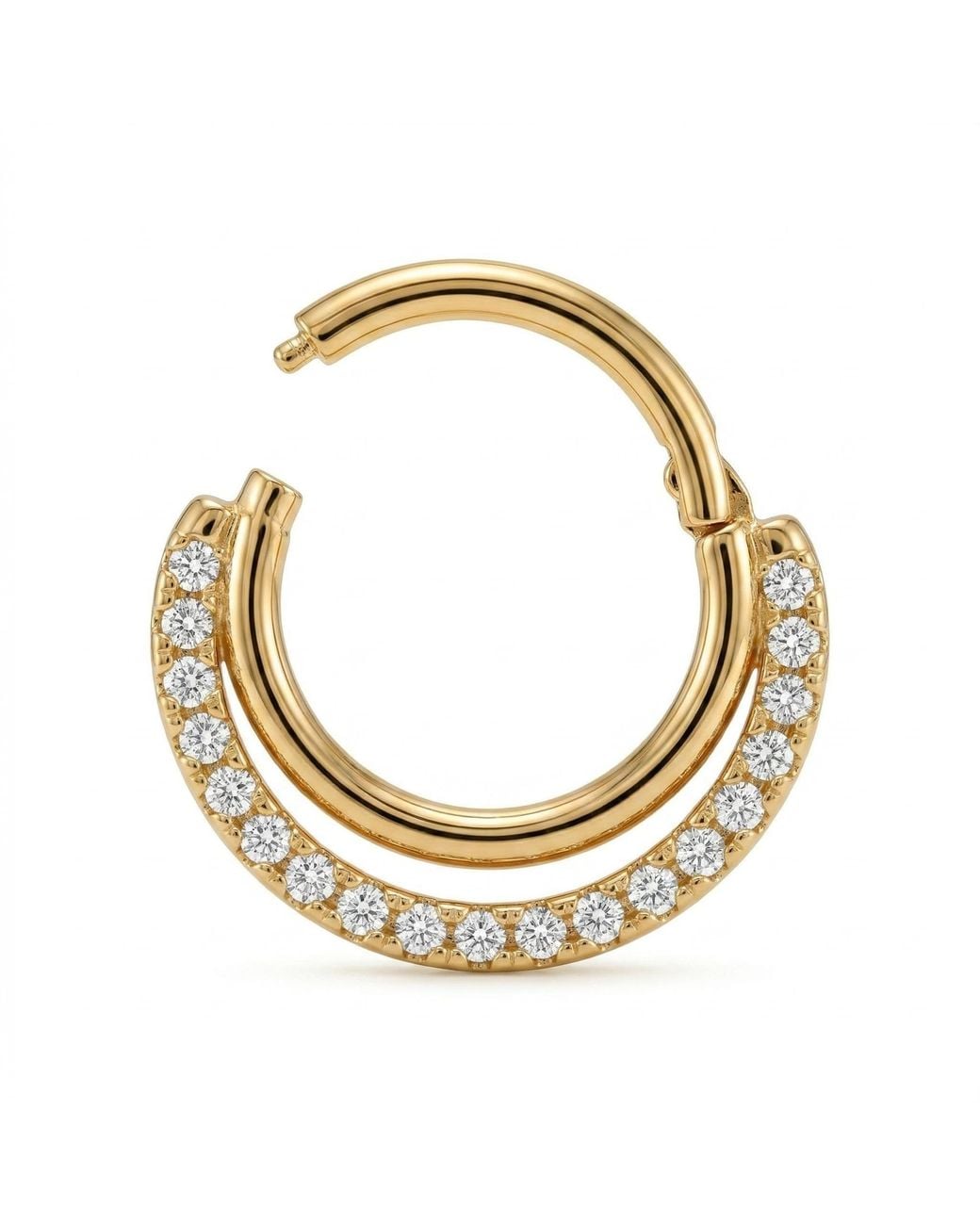Zahav Jewelry Metallic 14K Solid 18G 8Mm Pavé Cz Clicker Hoop
