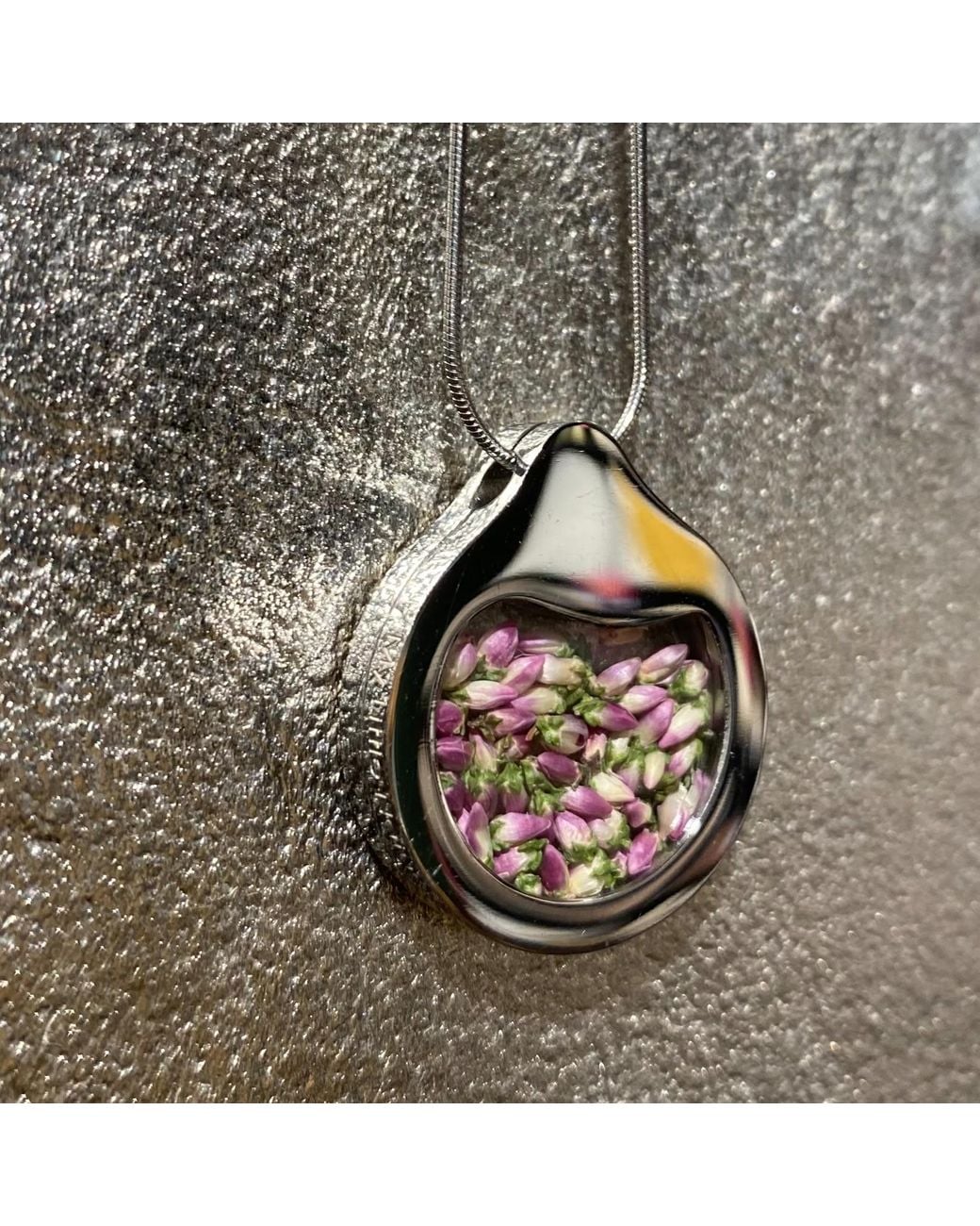 My Little Nature Blue Handcrafted Necklace With Scottish Heather Flower Blossoms