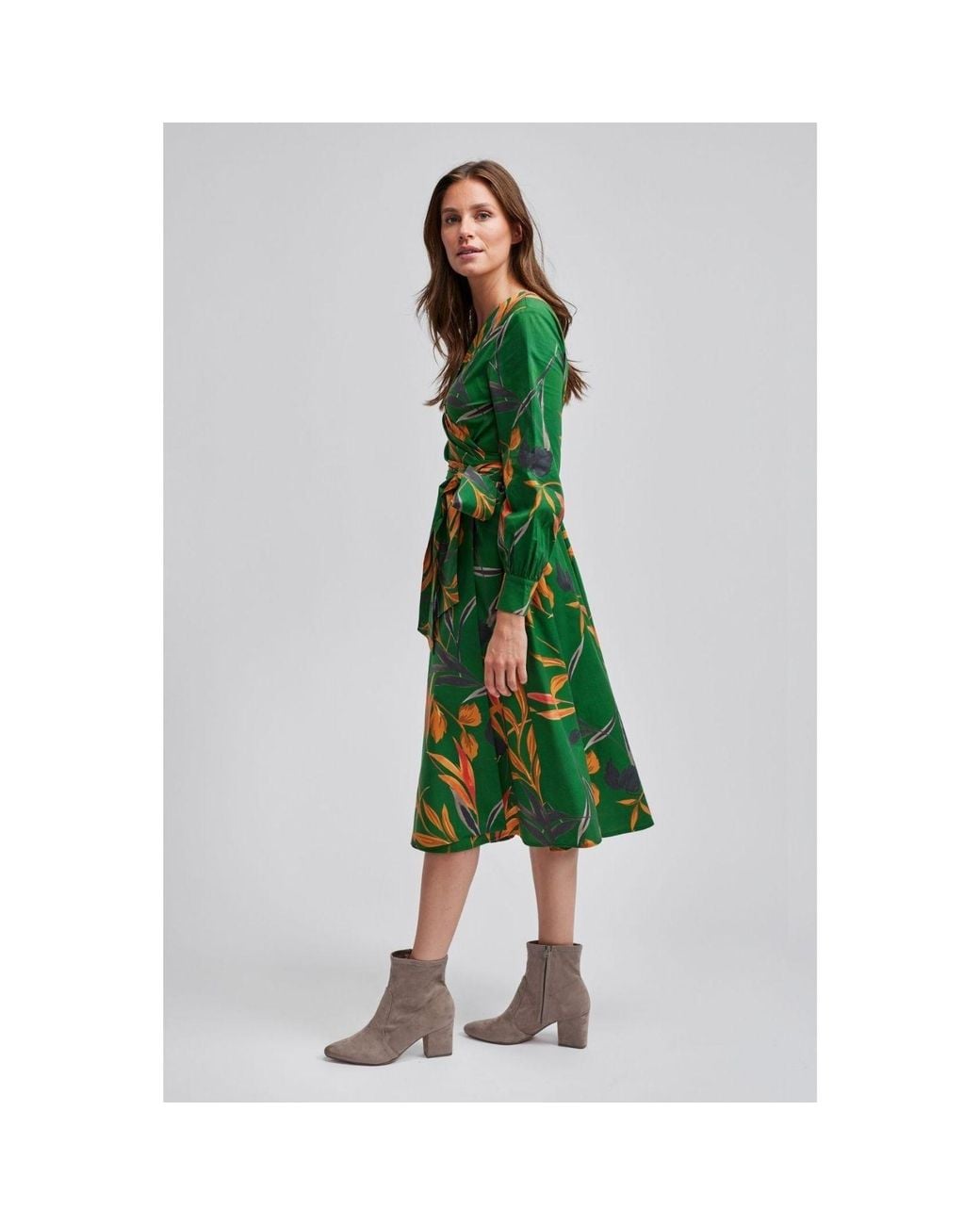 Marianna Déri Green Autumn Leaves Wrap Dress