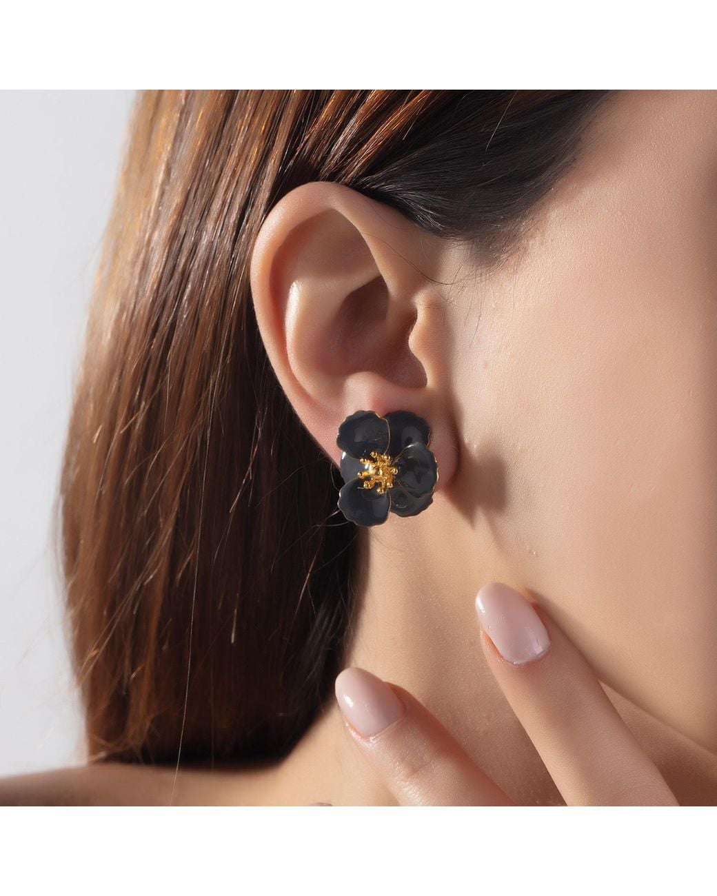 Milou Jewelry Gray Blossom Flower Earrings