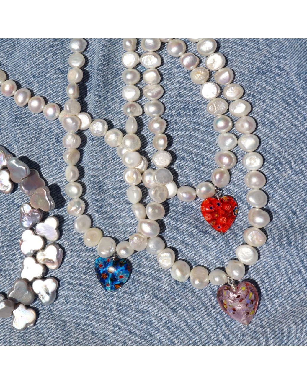 Mineralgems•Studio Red Pearl Necklace With Heart