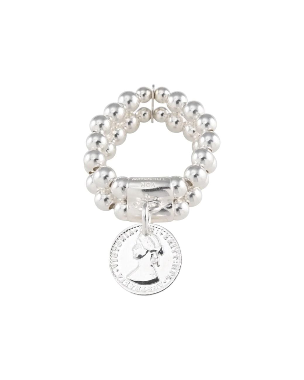 Von Treskow Metallic 2-Strand Stretchy Ring With Mini Coin