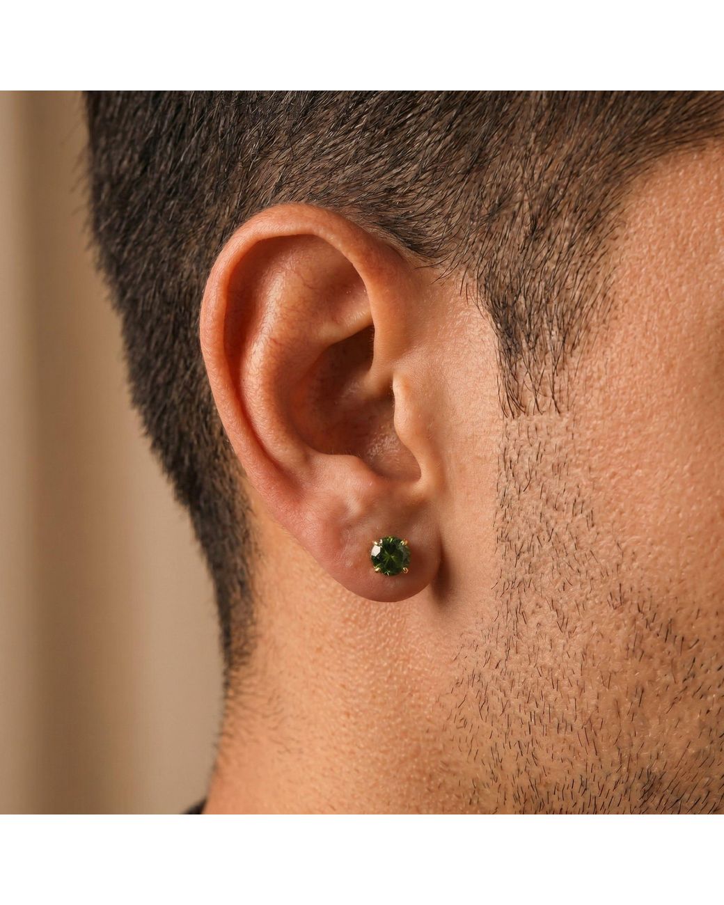 Spero London Green 9Ct Solid Peridot Stud Earrings